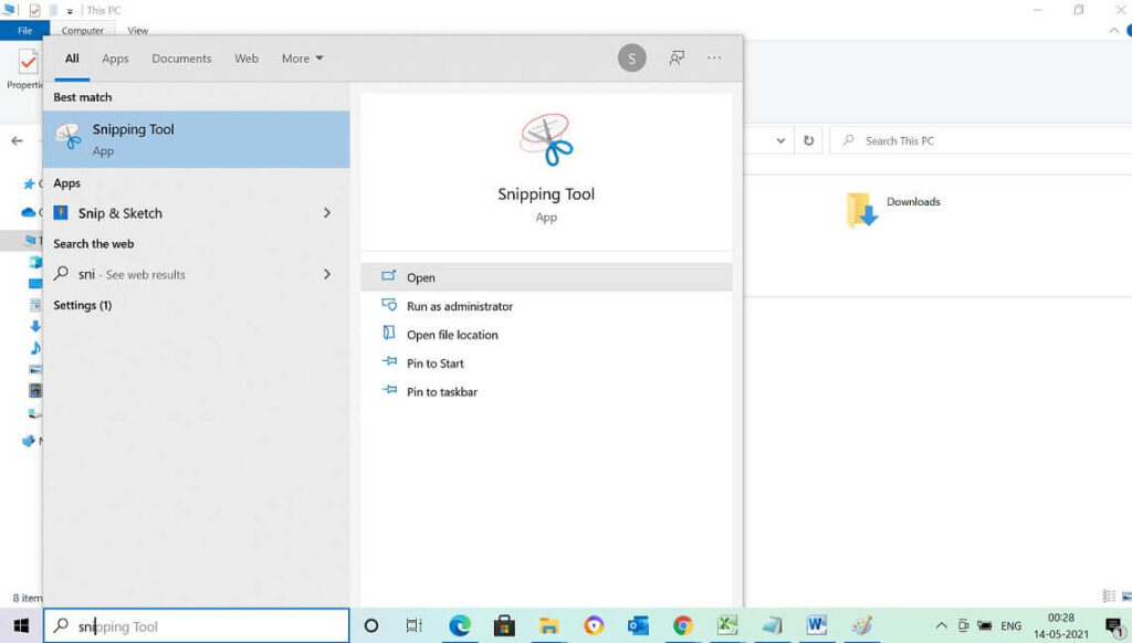 screenshots in laptop windows 7 via snipping tool
