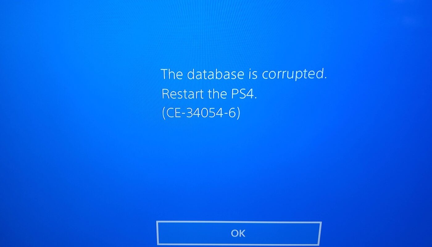 PS4 Database Corrupted